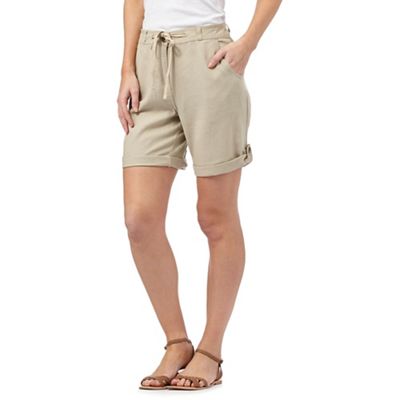 Natural linen blend cargo shorts
